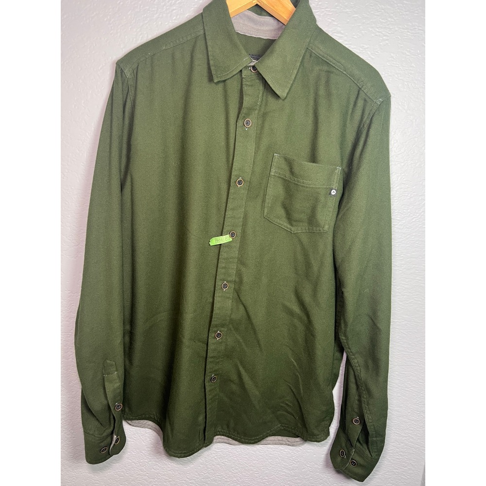 Marmot Hobson Flannel Button-up Shirt Mens M Olive Green Mid Weight Pocket Poly